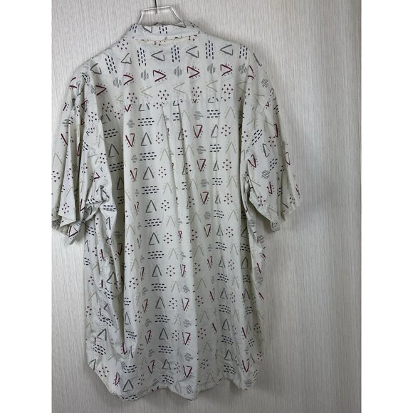 Dick Idol Mens XXL 2XL Tall Geometric Print Short Sleeve Button Up Shirt Cotton - Picture 6 of 6